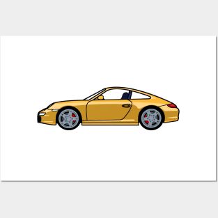 Porsche 911 997 Carrera S Speed Yellow Posters and Art